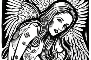 angel coming down from sky tattoo idea