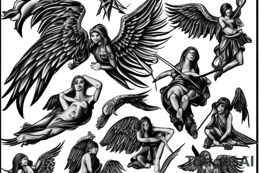 angel defending from sky tattoo idea