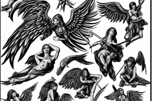 angel defending from sky tattoo idea