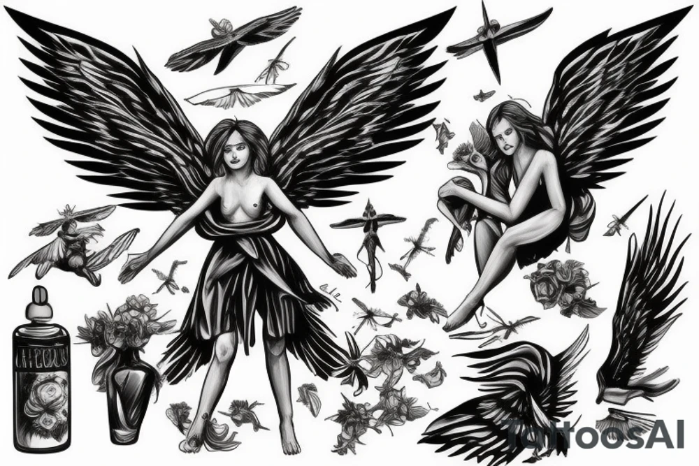 angel defending from sky tattoo idea