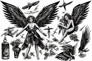 angel defending from sky tattoo idea