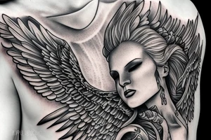 angel decending from sky tattoo idea