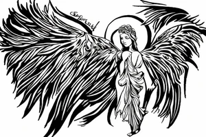 angel decending from sky tattoo idea