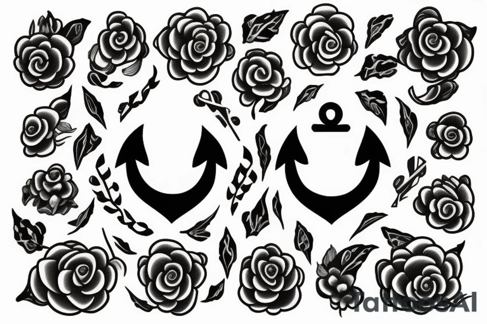 Anchor with flowers tattoo idea