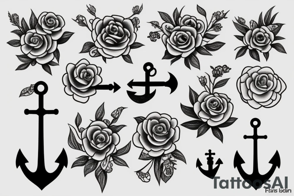 Anchor with flowers tattoo idea