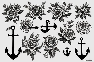 Anchor with flowers tattoo idea