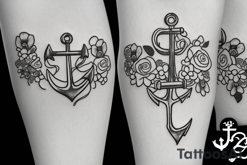 Anchor with flowers wrapped around it tattoo idea