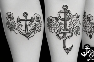 Anchor with flowers wrapped around it tattoo idea