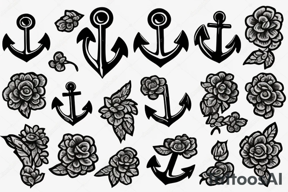 Anchor with flowers wrapped around it tattoo idea