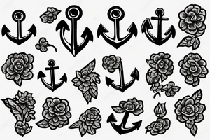 Anchor with flowers wrapped around it tattoo idea