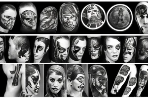 Star wars fight scene with grunge look, everything black and white except the light sabers tattoo idea