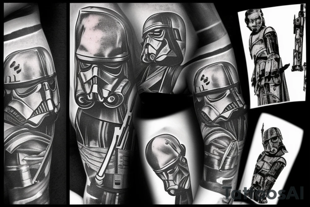 Star wars fight scene with grunge look, everything black and white except the light sabers tattoo idea