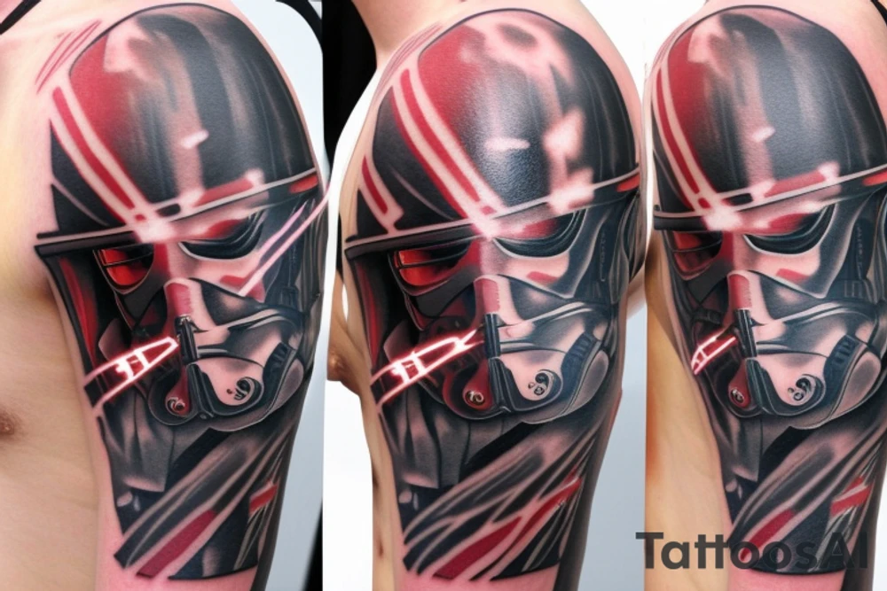 Star wars fight scene  including the light sabers on my left chest and shoulder tattoo idea