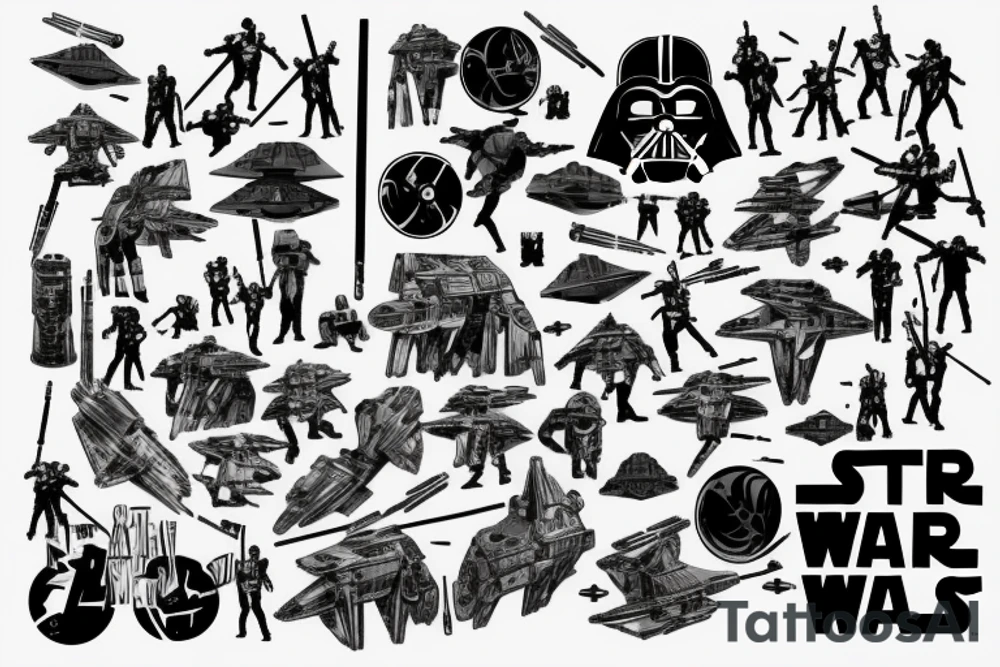 Star wars fight scene  including the light sabers on my left chest and shoulder tattoo idea