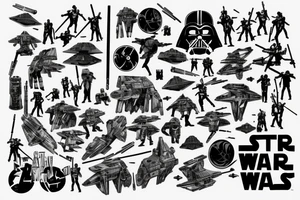 Star wars fight scene  including the light sabers on my left chest and shoulder tattoo idea