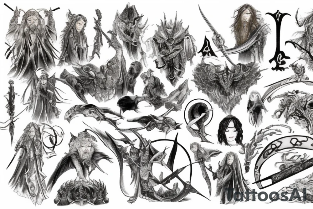lord of the rings in color tattoo idea