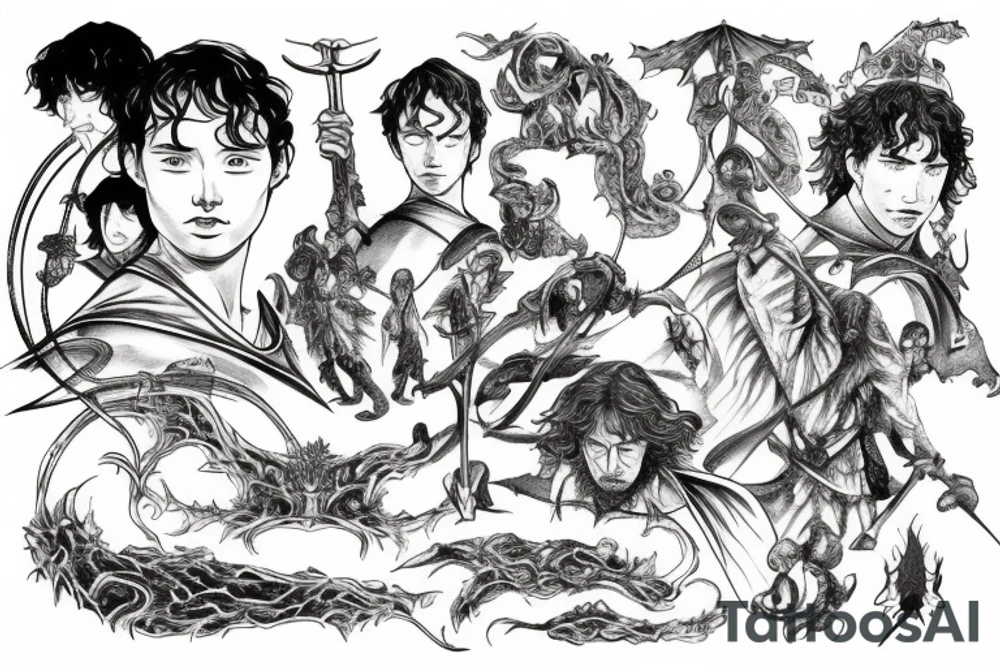 lord of the rings in color tattoo idea