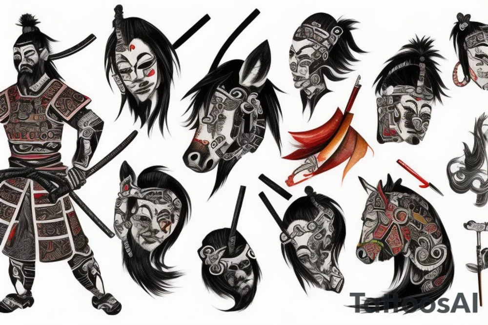 Samurai on horse tattoo idea