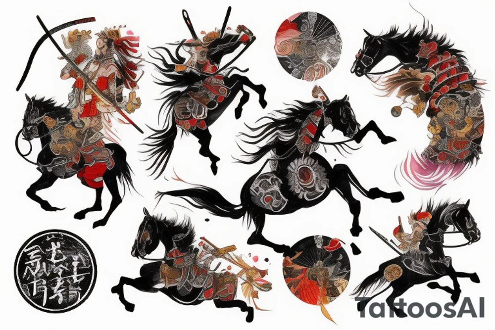 Samurai on horse tattoo idea