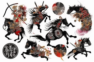 Samurai on horse tattoo idea