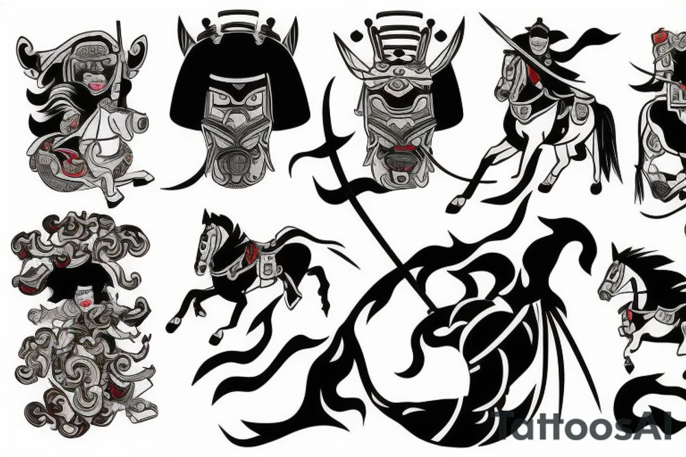 Samurai on horse tattoo idea