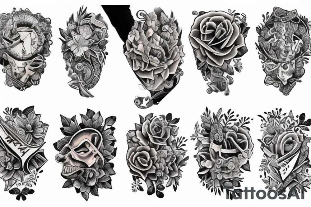 Arm shoulder and chest traditional tattoo idea