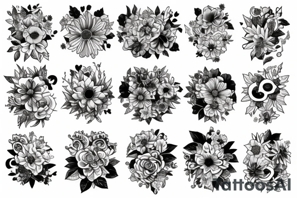 Shoulder and chest flowers tattoo idea