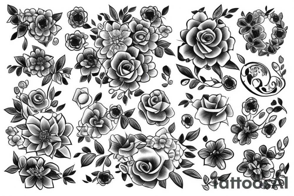 Shoulder and chest flowers tattoo idea