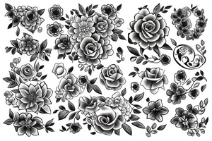 Shoulder and chest flowers tattoo idea