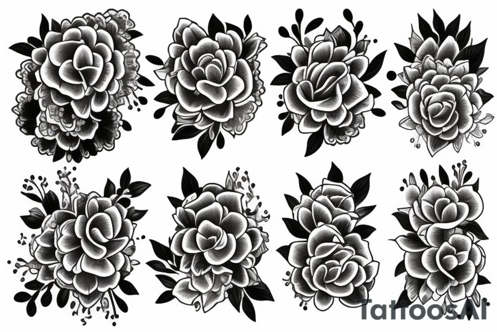 Shoulder and chest flowers tattoo idea