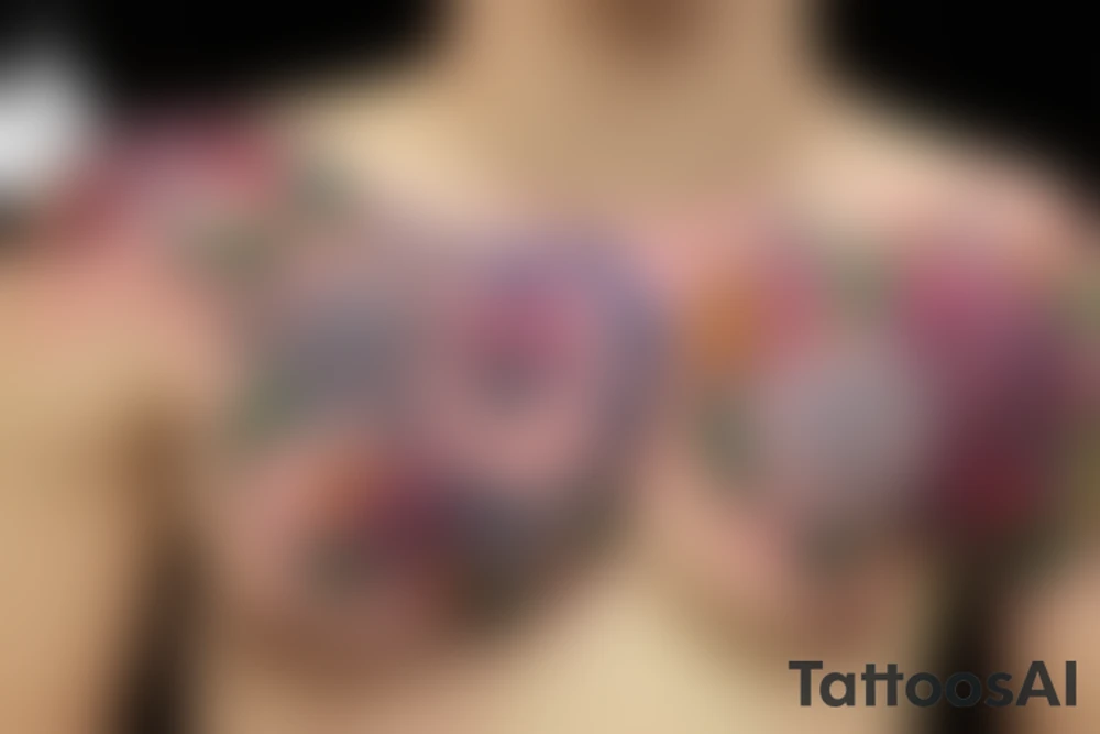 Shoulder and chest flowers tattoo idea