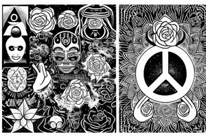 Ohm , peace , star of inanna , Third eye , elevate , grow, roses , tattoo idea