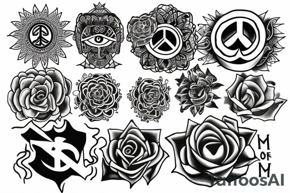 Ohm , peace , star of inanna , Third eye , elevate , grow, roses , tattoo idea