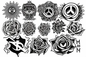 Ohm , peace , star of inanna , Third eye , elevate , grow, roses , tattoo idea