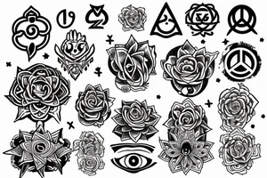 Ohm , peace , star of inanna , Third eye , elevate , grow, roses , tattoo idea