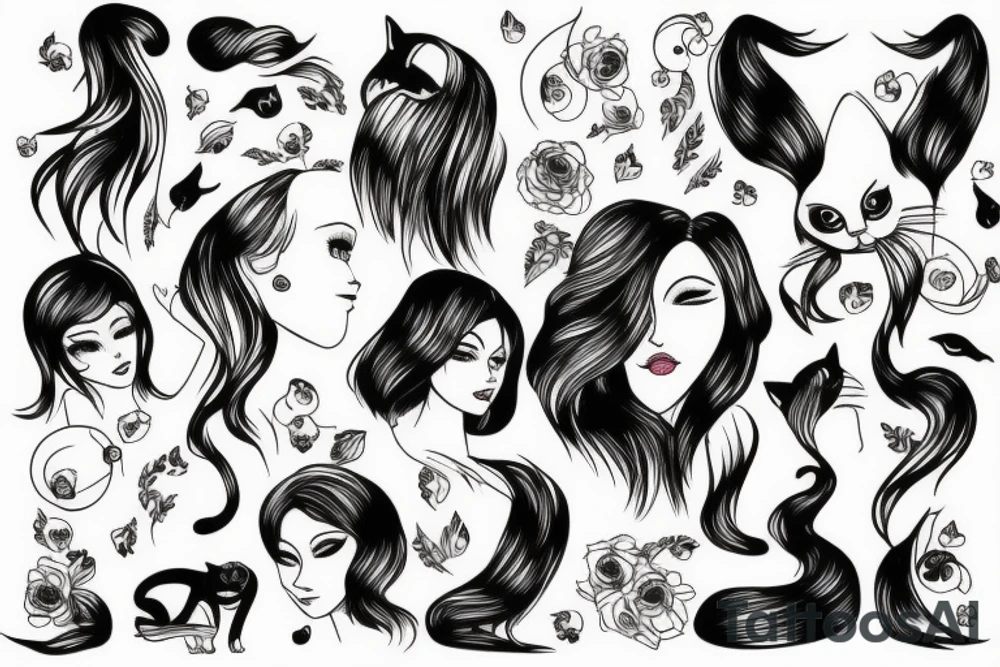 Beautiful girl with cat tattoo idea