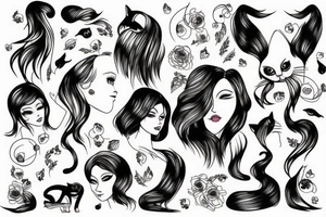 Beautiful girl with cat tattoo idea