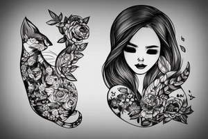 Beautiful girl with cat tattoo idea
