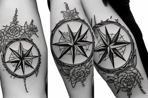 Compass with flowers tattoo idea