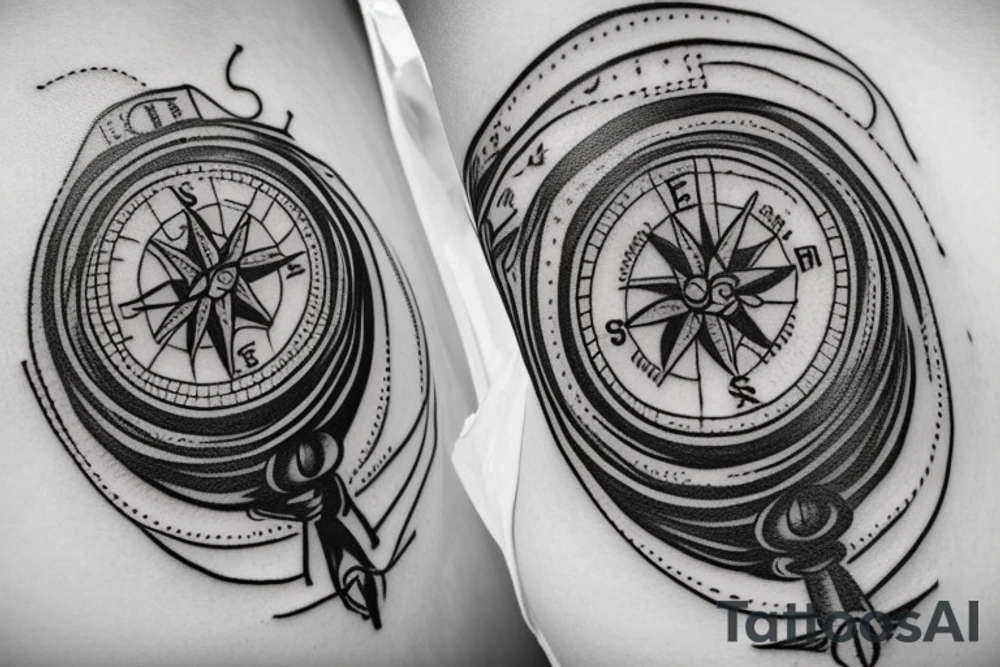 Vintage Compass with flowers tattoo idea