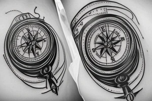 Vintage Compass with flowers tattoo idea