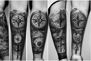 Vintage Compass with flowers tattoo idea