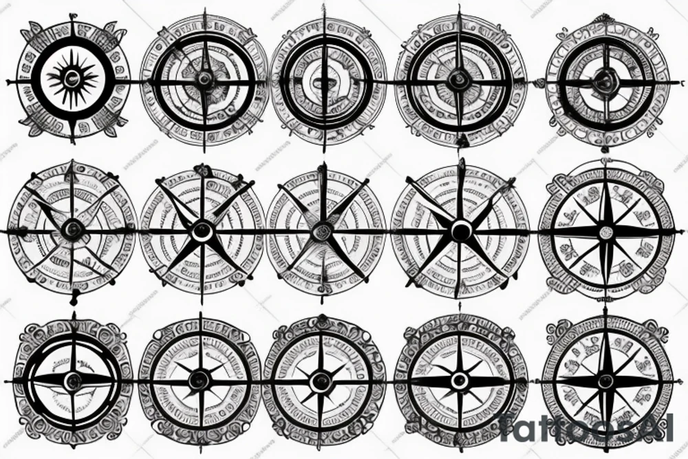 Vintage Compass with flowers tattoo idea