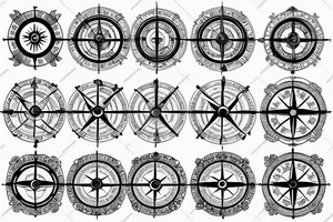 Vintage Compass with flowers tattoo idea