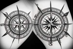 Vintage Compass with flowers tattoo idea