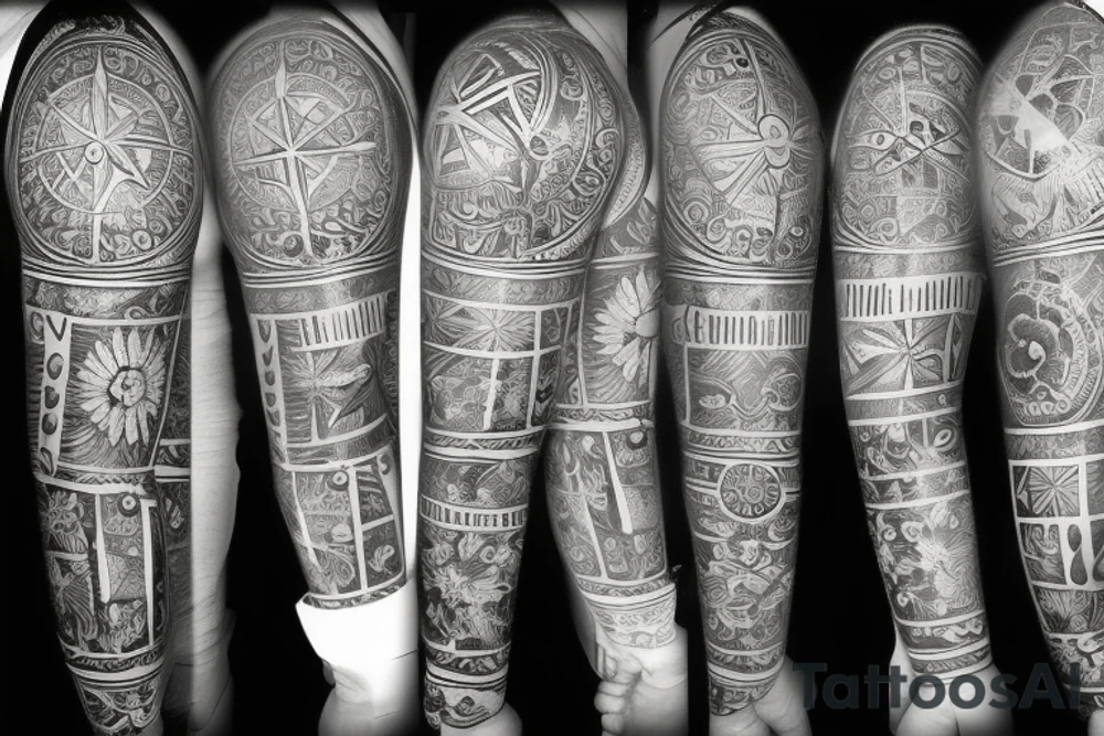 Vintage Compass with flowers tattoo idea