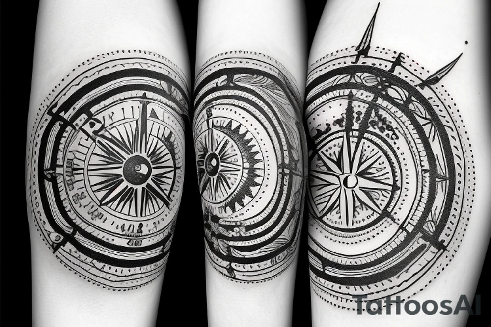 Vintage Compass with flowers tattoo idea