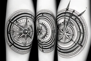 Vintage Compass with flowers tattoo idea