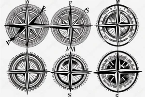 Vintage Compass with vines tattoo idea