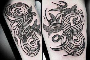 Bass guitar wrapped with vines tattoo idea